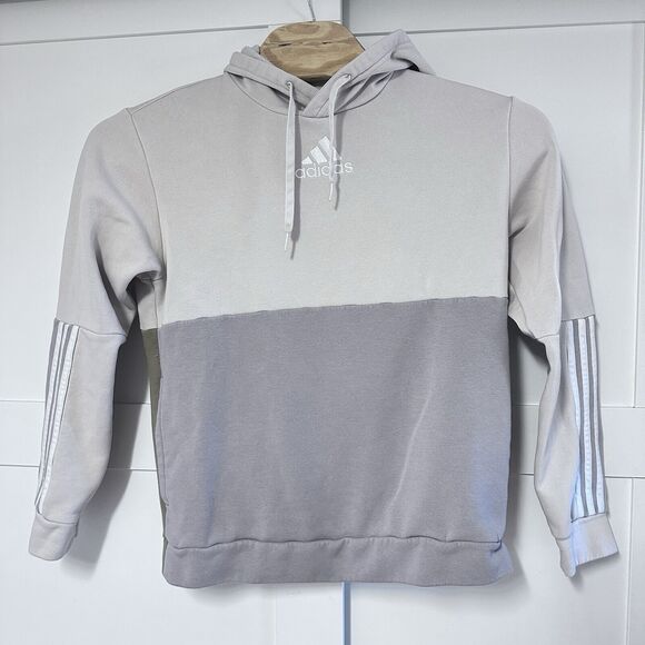 Adidas Color Block Essential 3-stripe Logo Mens Size XL, Tan Green Gray Hoodie - Picture 1 of 5
